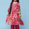 Pink Polyester Gathered Printed 2 Piece Set