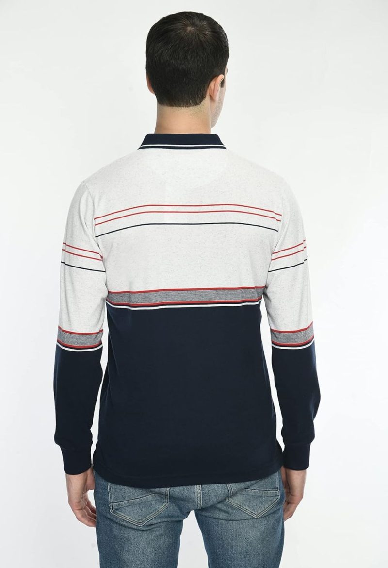 Deerdo Striped Men Polo Neck T-Shirt