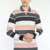Deerdo Striped Men Polo Neck T-Shirt