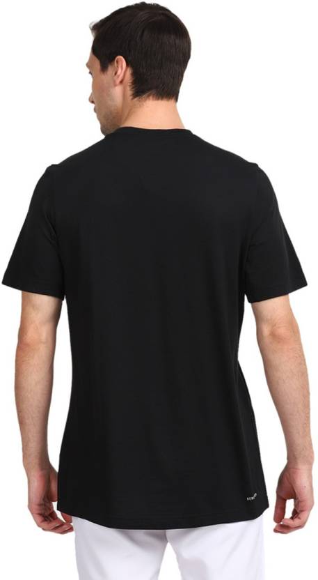 Men Printed Round Neck Polyester White, Black T-Shirt