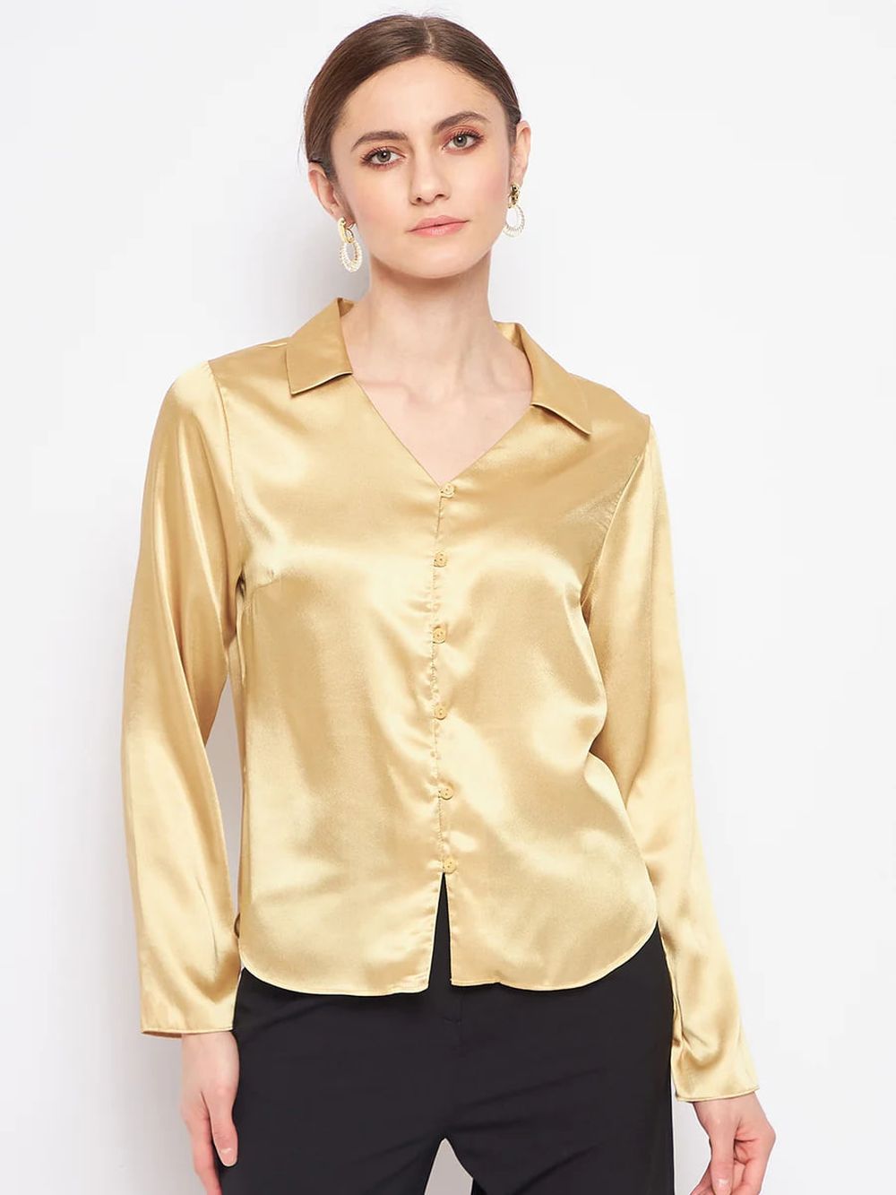 Buy Madame Mustard Satin Shirt Online at Best Price in India - Suvidha ...