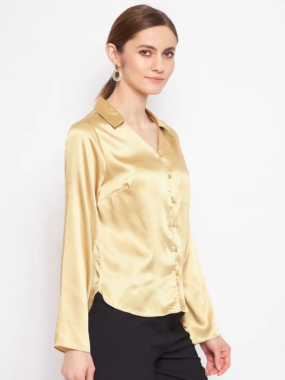 Buy Madame Mustard Satin Shirt Online at Best Price in India - Suvidha ...