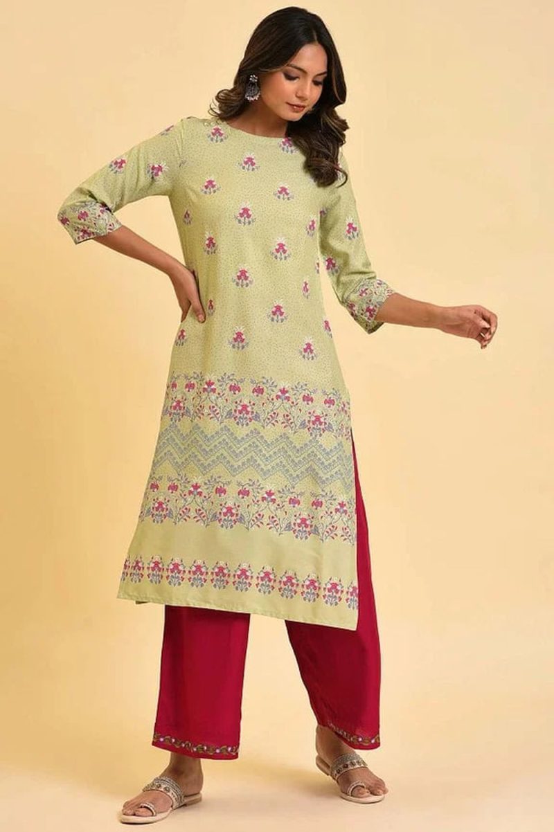 Green Floral Printed Kurta