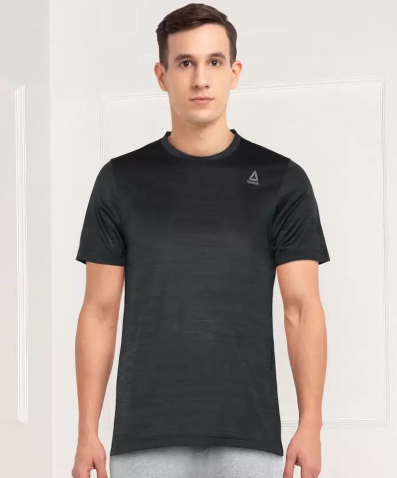 M Ct Tee Men Solid Round Neck Polyester Grey T-Shirt