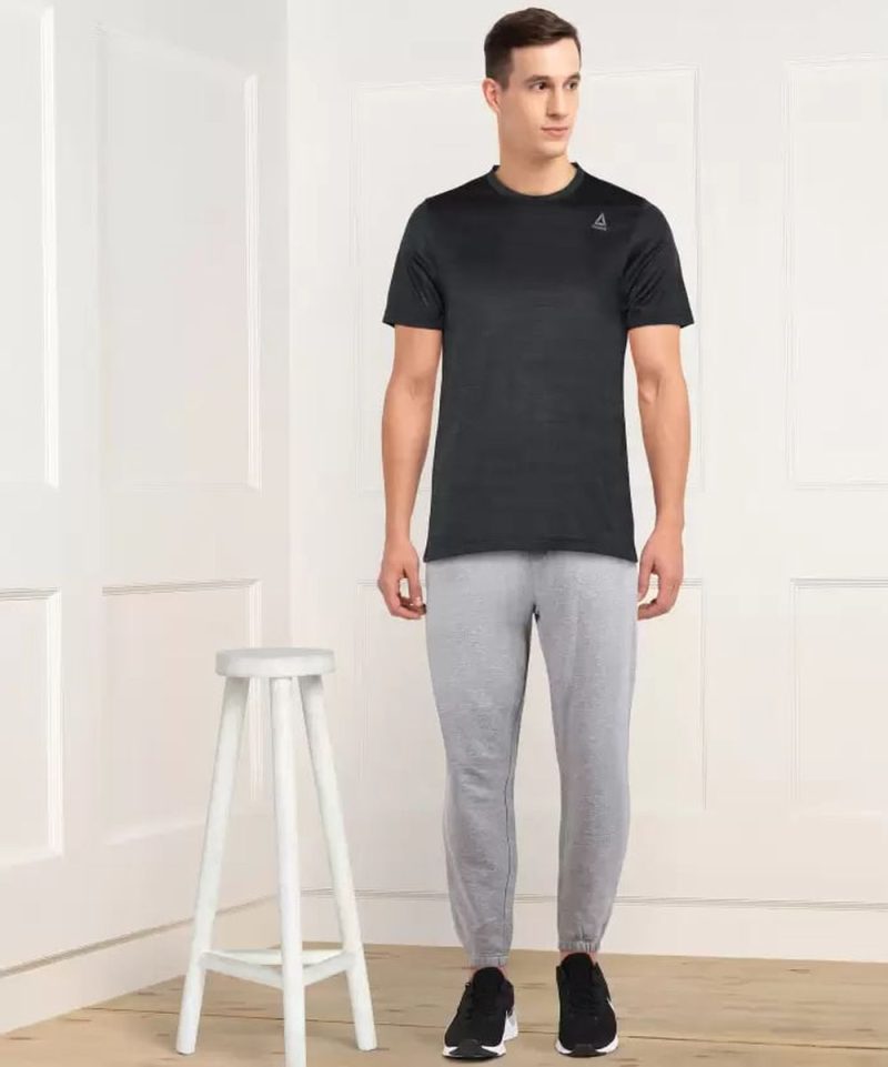 M Ct Tee Men Solid Round Neck Polyester Grey T-Shirt