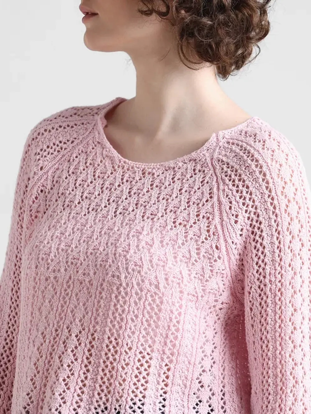Light Pink Crochet Pullover