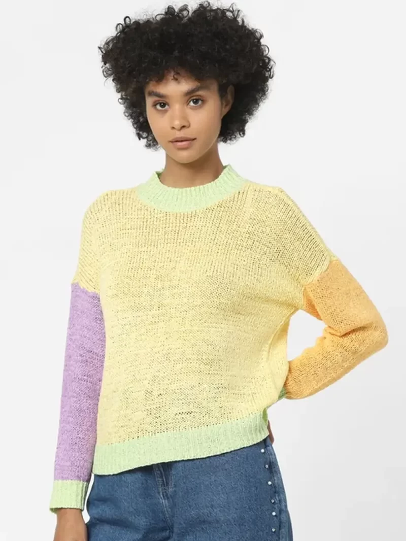 Yellow Colourblocked Pullover