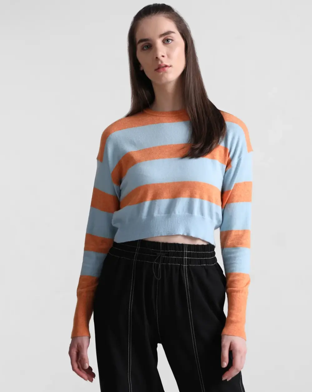 Orange Colourblocked Pullover
