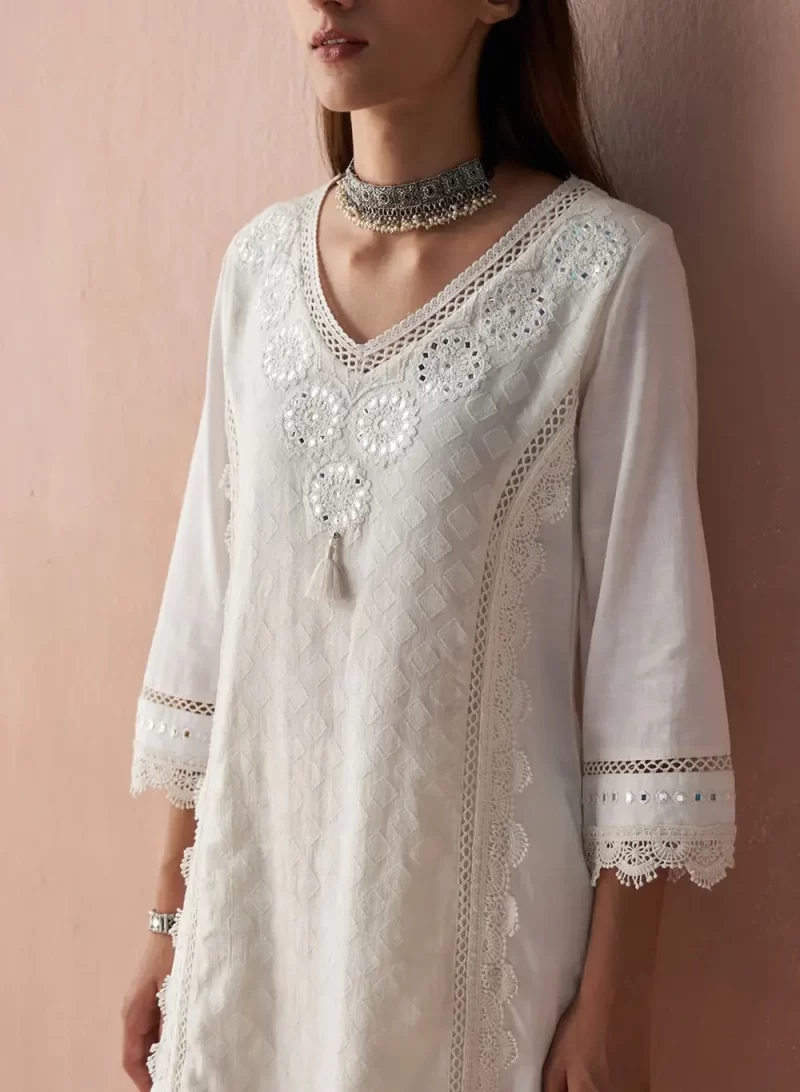 Ivory Alora Collection Kurta Set With Embroidery