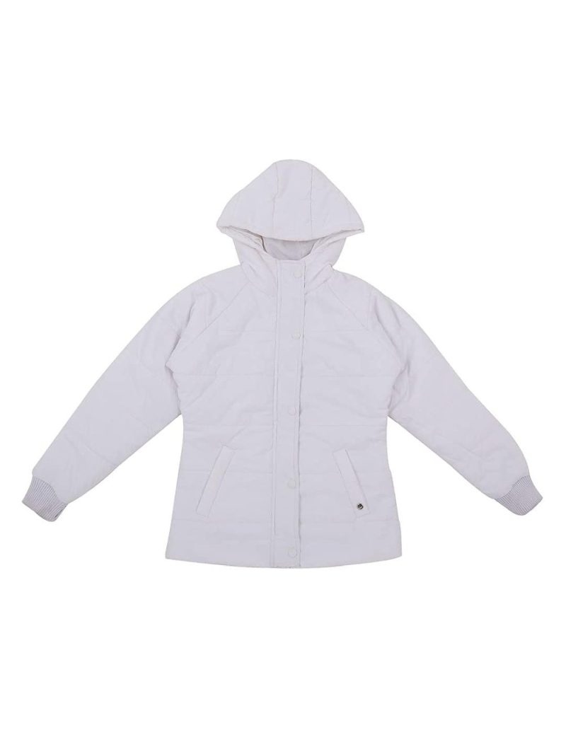 Gini And Jony Girls White Solid Polyester Full Sleeves Heavy Winter Jacket