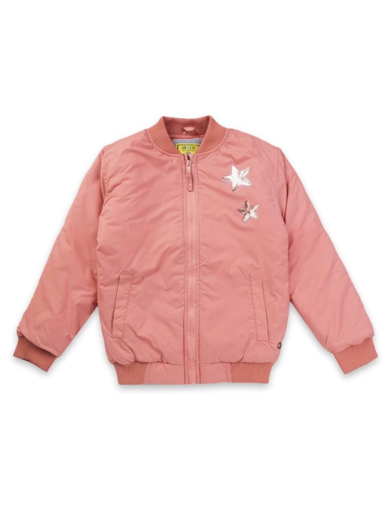 Gini And Jony Girls Pink Solid Polyester Full Sleeves Heavy Winter Jacket