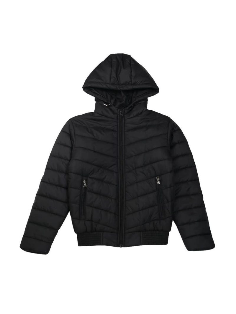 Gini & Jony Girls Black Solid Taffeta Full Sleeves Heavy Winter Jacket