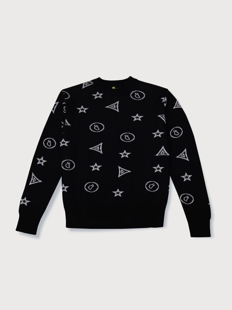 Gini & Jony Boys Black Printed Woven Full Sleeves Sweater