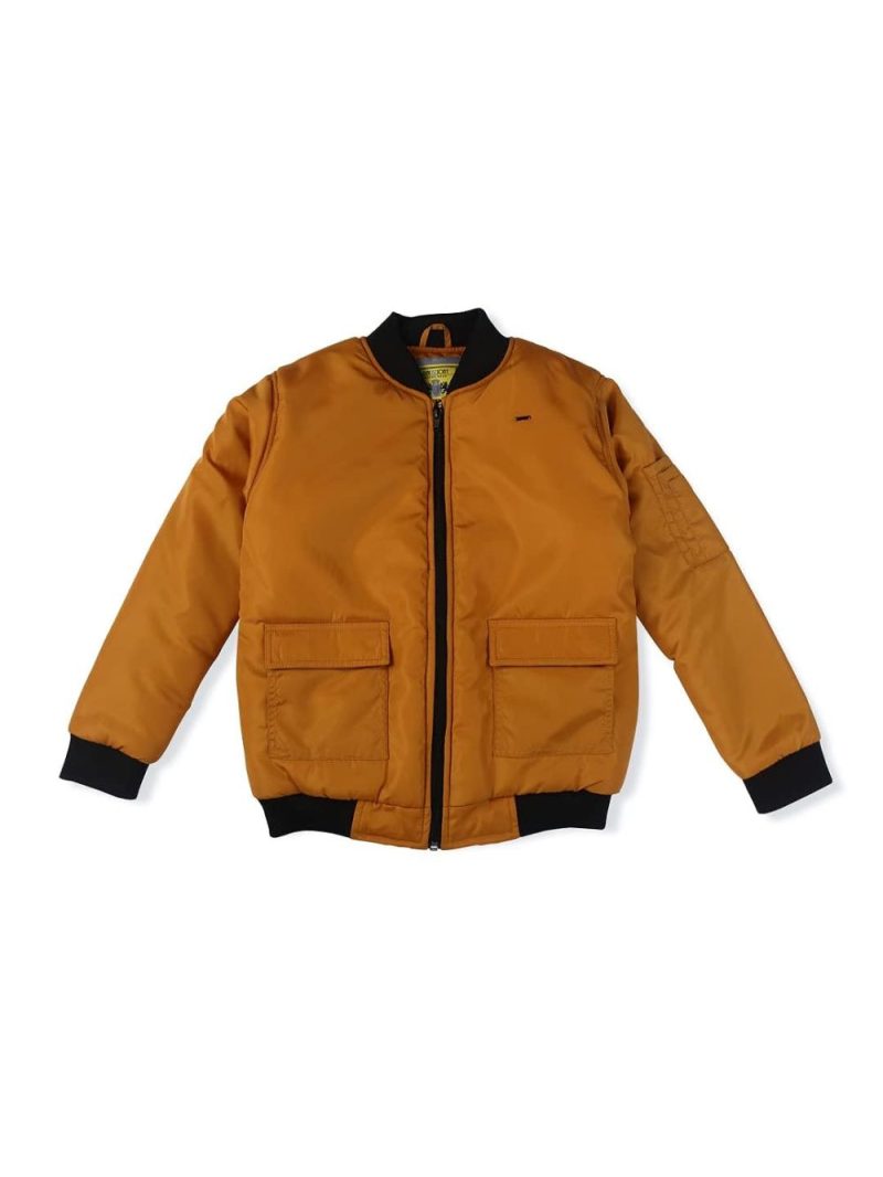 Gini & Jony Boys Yellow Solid Polyster Full Sleeves Heavy Winter Jacket
