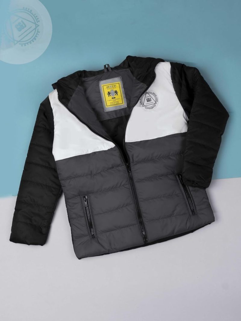 Gini & Jony Boys Grey Solid Taffeta Full Sleeves Heavy Winter Jacket