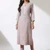 Glacier Grey Phool Collection Kurta With Floral Embroidery