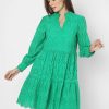 Green Schiffli Fit & Flare Dress