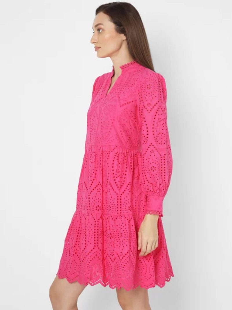 Pink Schiffli Fit & Flare Dress