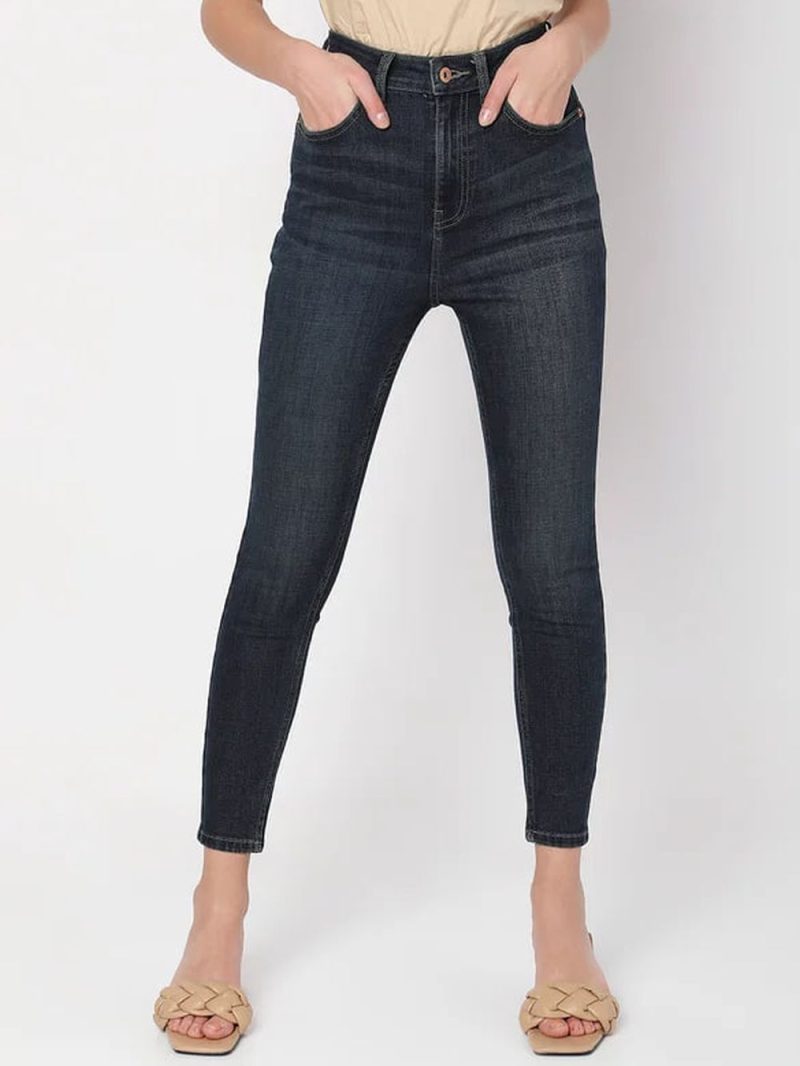 Dark Blue High Rise Skinny Fit Jeans