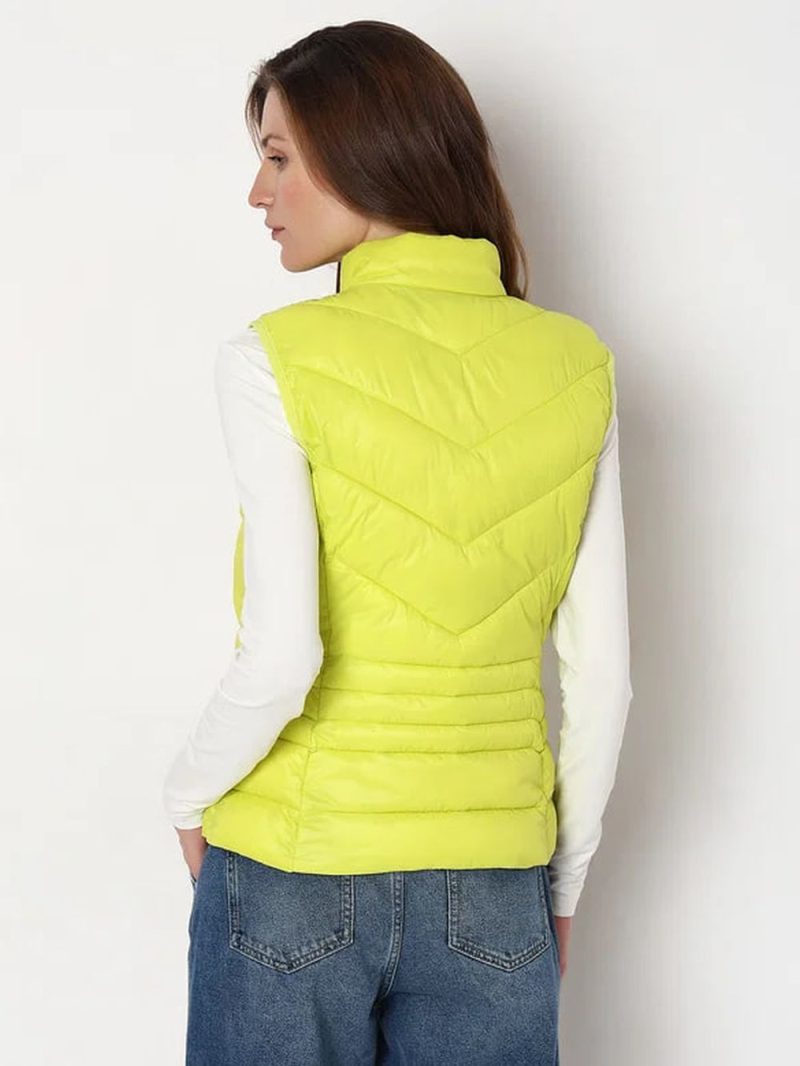 Lemon Green Sleeveless Puffer Jacket