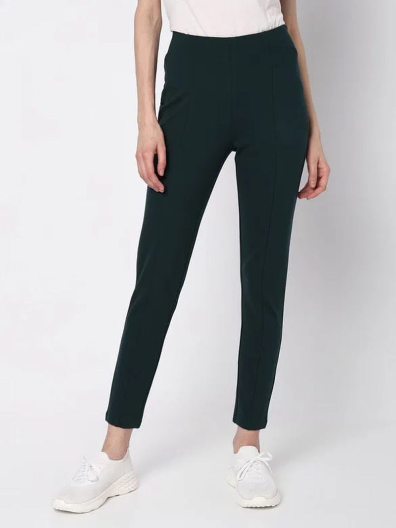 Bottle Green High Rise Skinny Jeggings