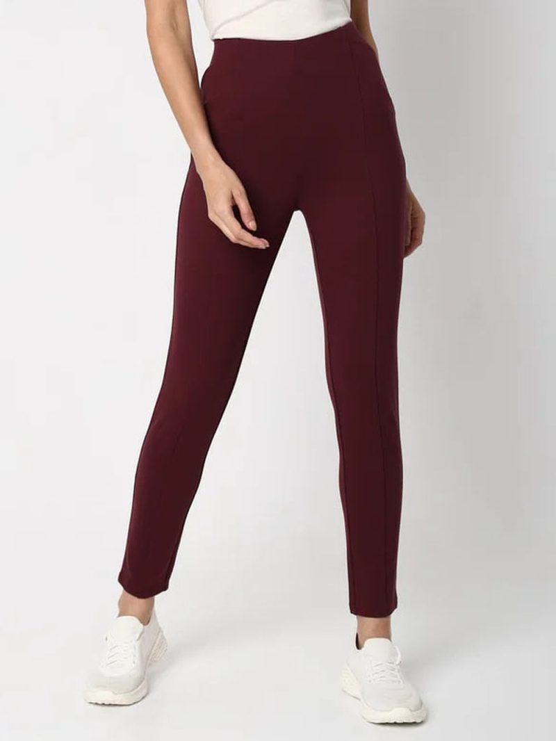 Maroon High Rise Skinny Jeggings