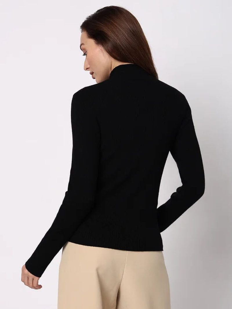 Black High Neck Zipper Pullover