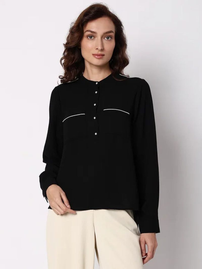 Black Contrast Tipping Top