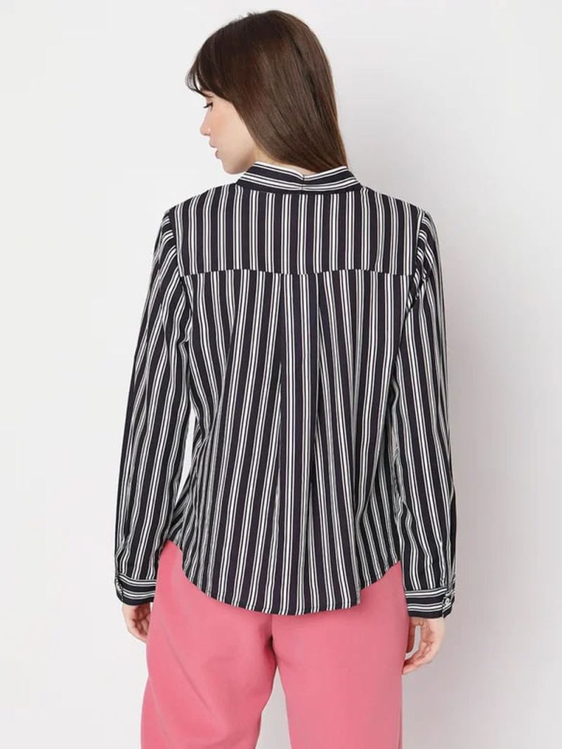 Black Striped Full Sleeves Top