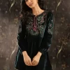 Green Velvet Tunic With Threadwork And Tassels