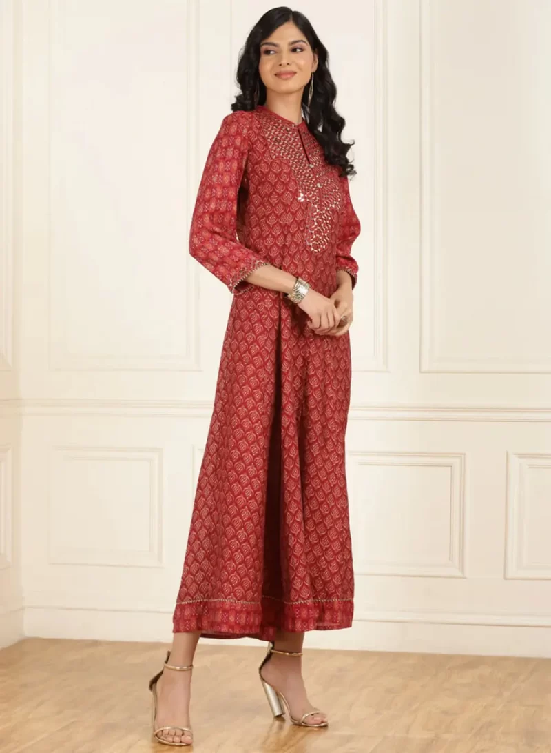Fuchsia Digital Printed A-Line Dress