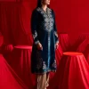 Dark Teal Zari Work Velvet Kurta With Sequins