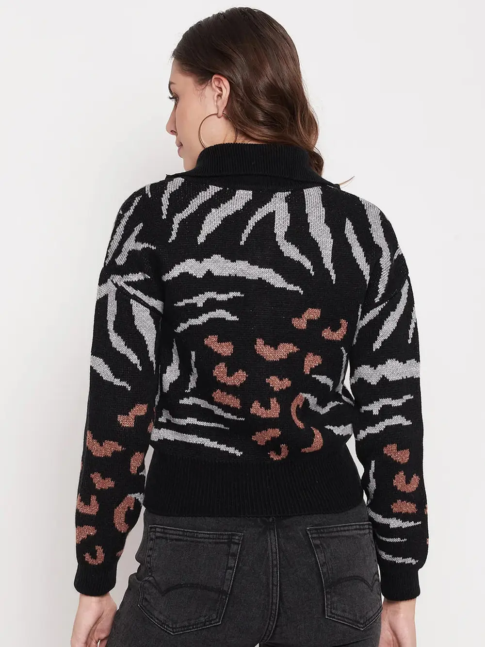 Madame Black Printed Sweater