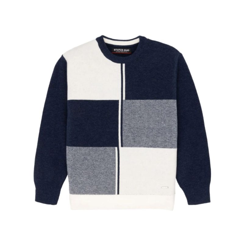Boys Checkered Round Neck Sweater