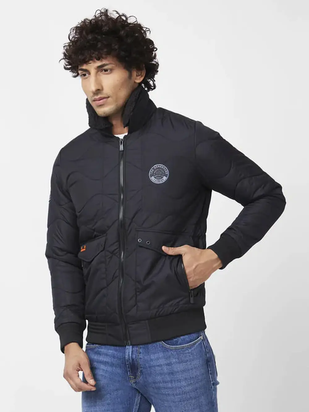 Men'S Bomber Jacket With Sherpa Collar
