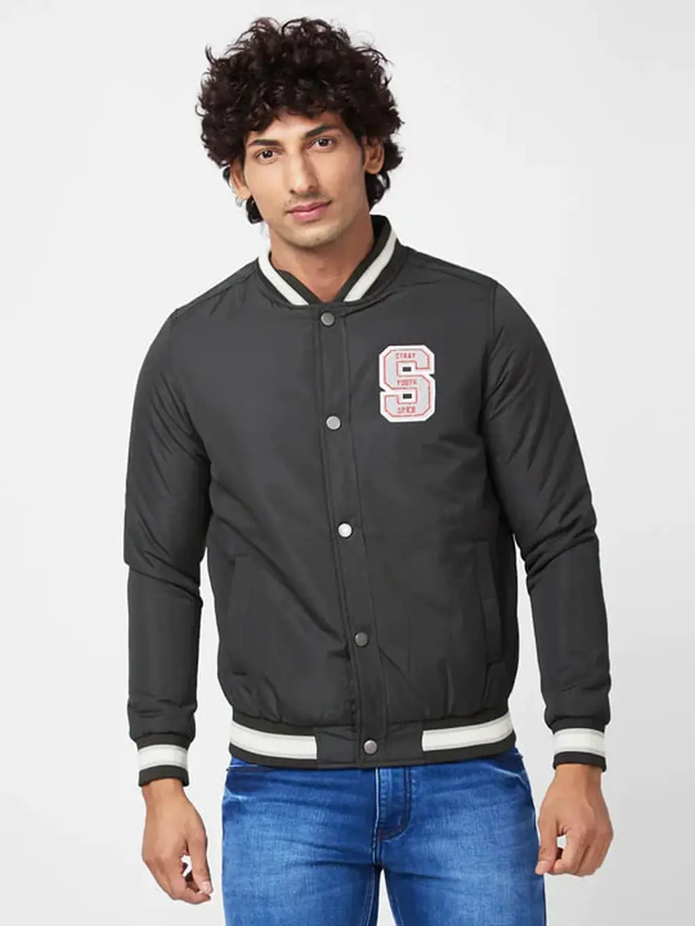 Men'S Varsity Jacket With Towel Embroidery Badges