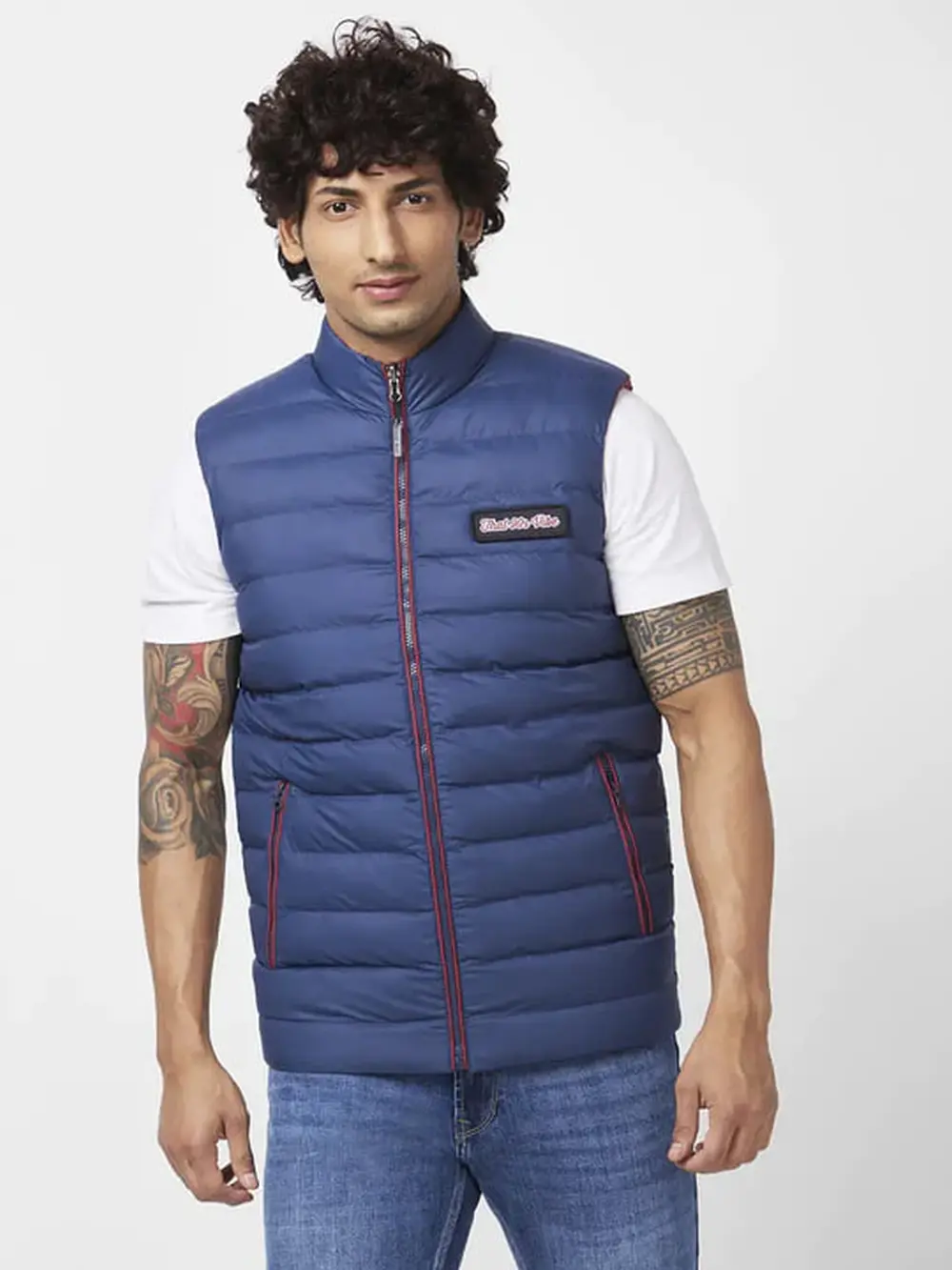 Men'S Sleeveless Reversible Jacket With Diy Velcro Badges