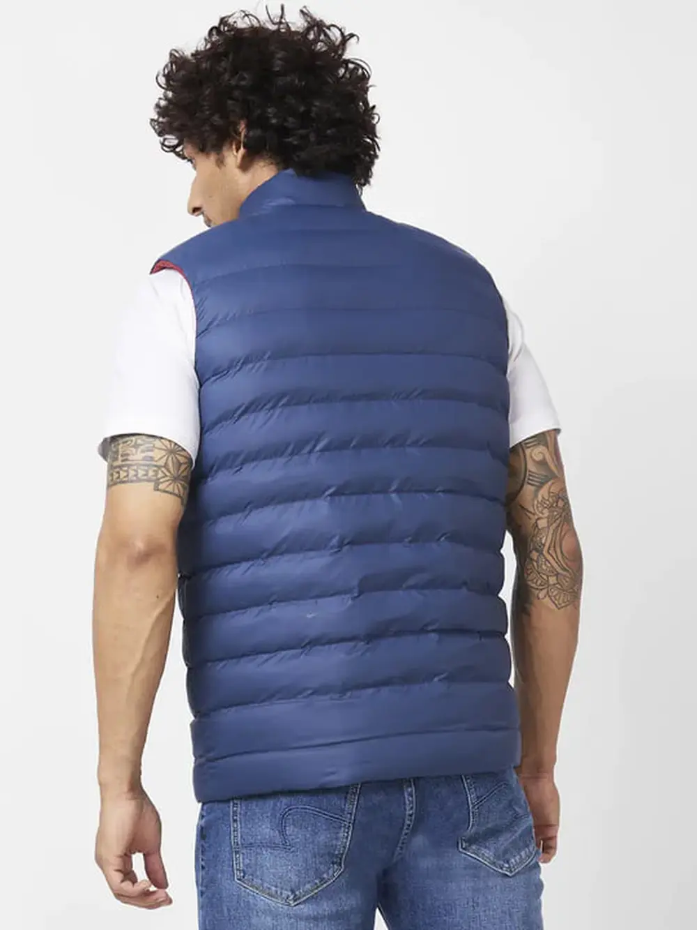 Men'S Sleeveless Reversible Jacket With Diy Velcro Badges