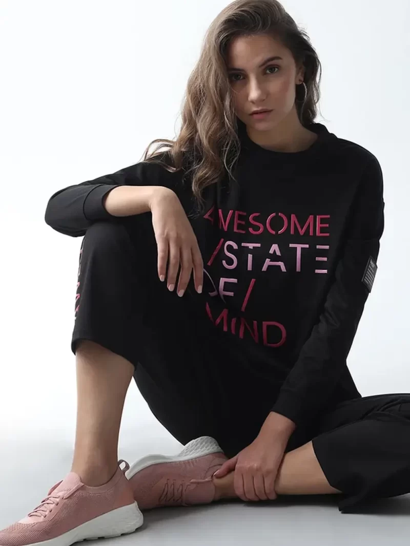 Black Printed Co-Ord Set Sweatshirt