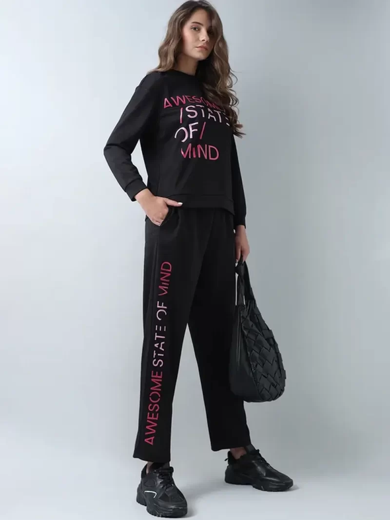 Black High Rise Co-Ord Set Sweatpants