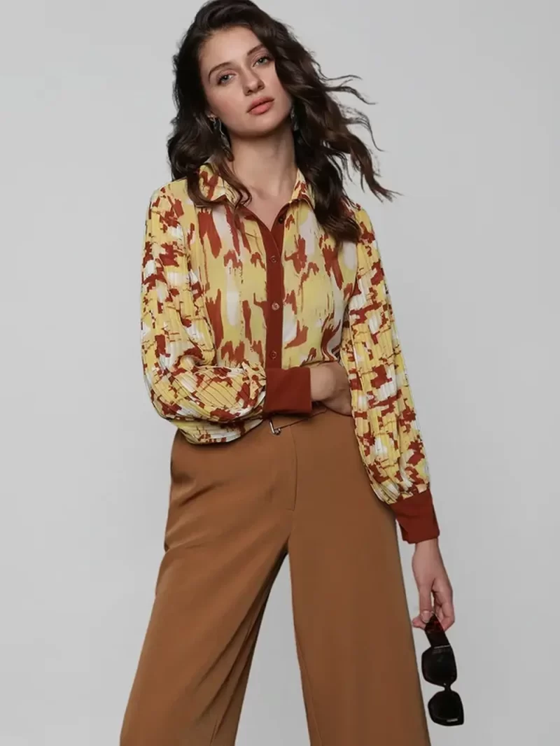 Yellow Abstract Print Shirt