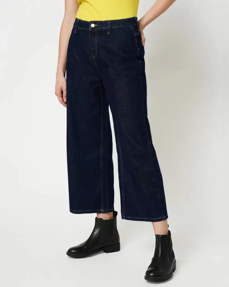 Jdy By Only Dark Blue High Rise Wide Leg Jeans