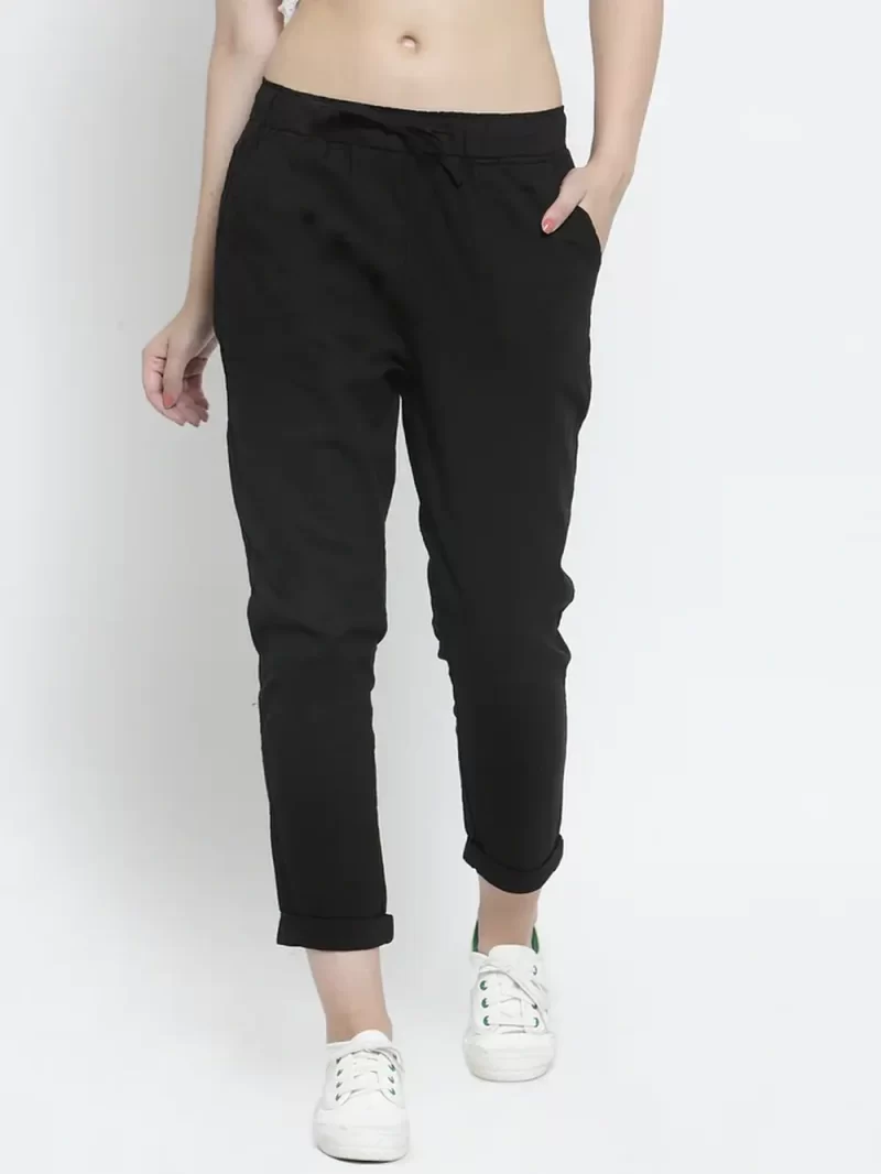 Women Narrow Fit Black Lower With Pockets