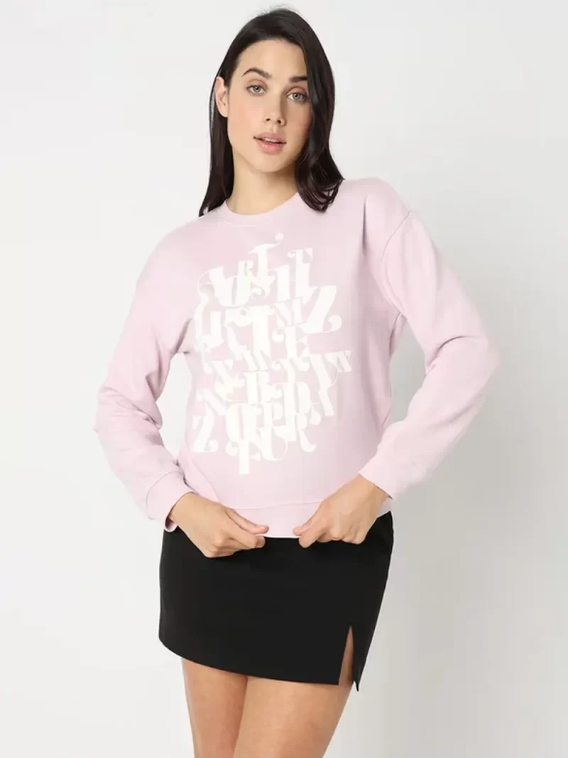 Orchid Pink Graphic Printed Sweatshirt