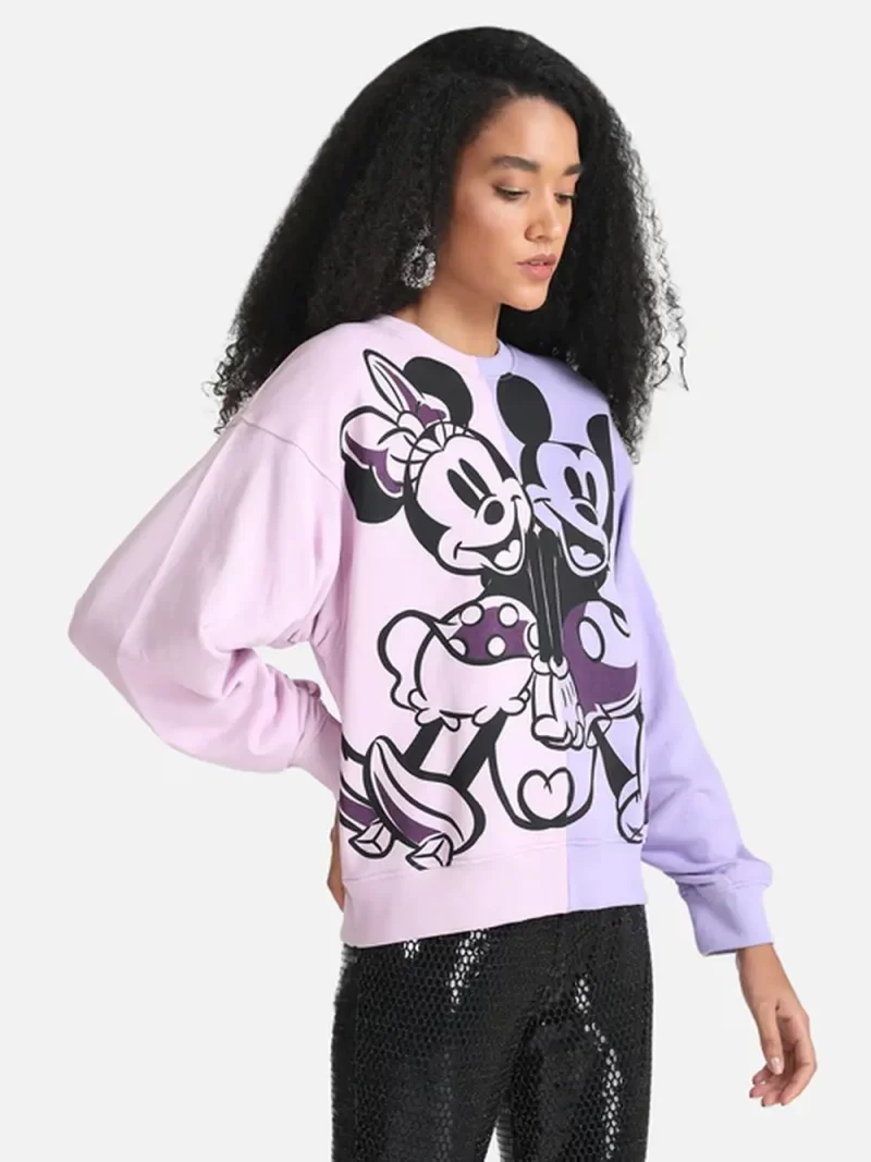 Mickey And Minnie Mouse Disney Printed Color Block Sweat