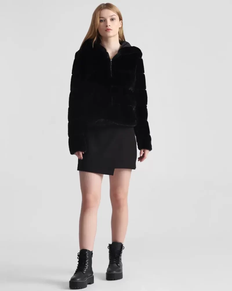 Buy Black Faux Fur Hooded Jacket Online At Best Price In India 