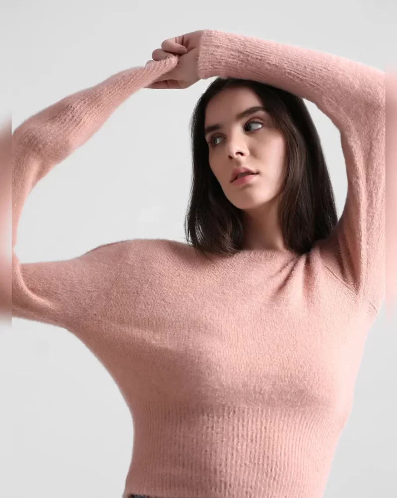 Pink Fluffy Knit Pullover