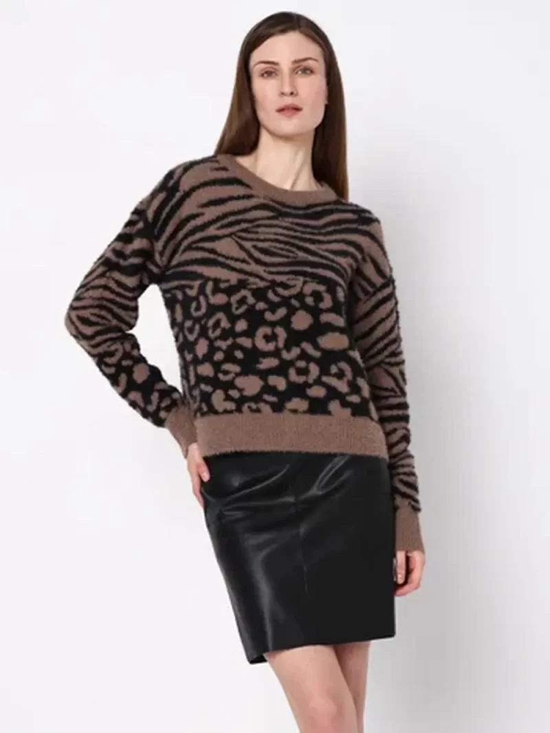 Brown Animal Print Pullover