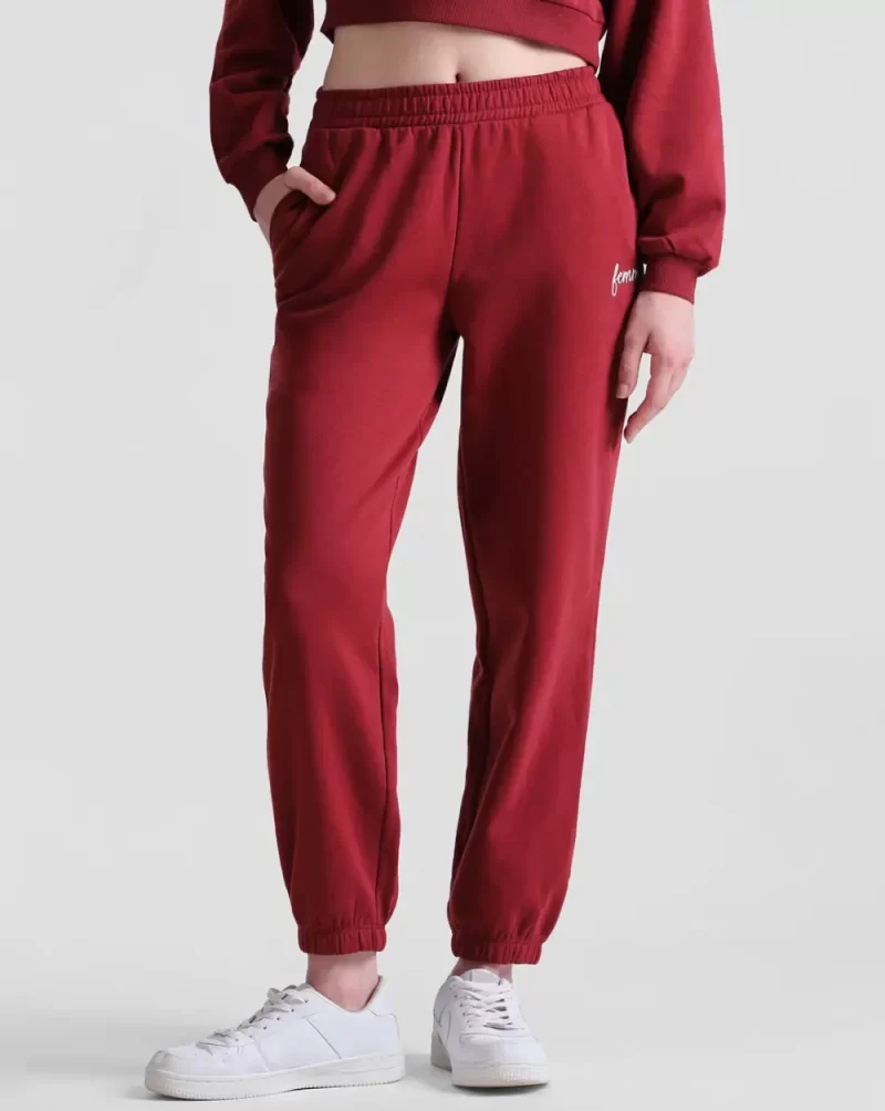 Maroon Mid Rise Joggers