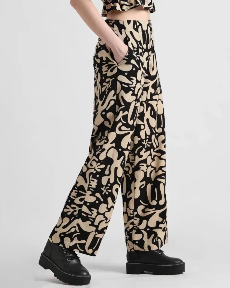 Buy TIE-UP WAIST PRINTED STRAIGHT TROUSER for Women Online in India